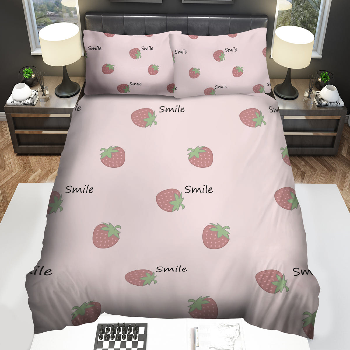Pink Strawberry Decorative Bedding Sets with Duvet Cover Flatsheet Pillowcase