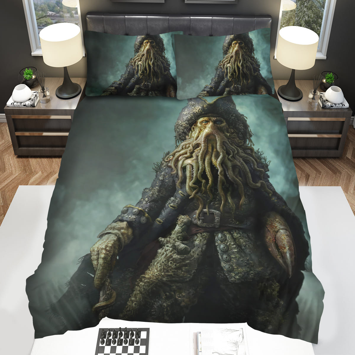 Pirates Of The Caribbean Captain Davy Jones Digital Portrait Bedding Sets Gift For Christmas Thanksgiving Halloween