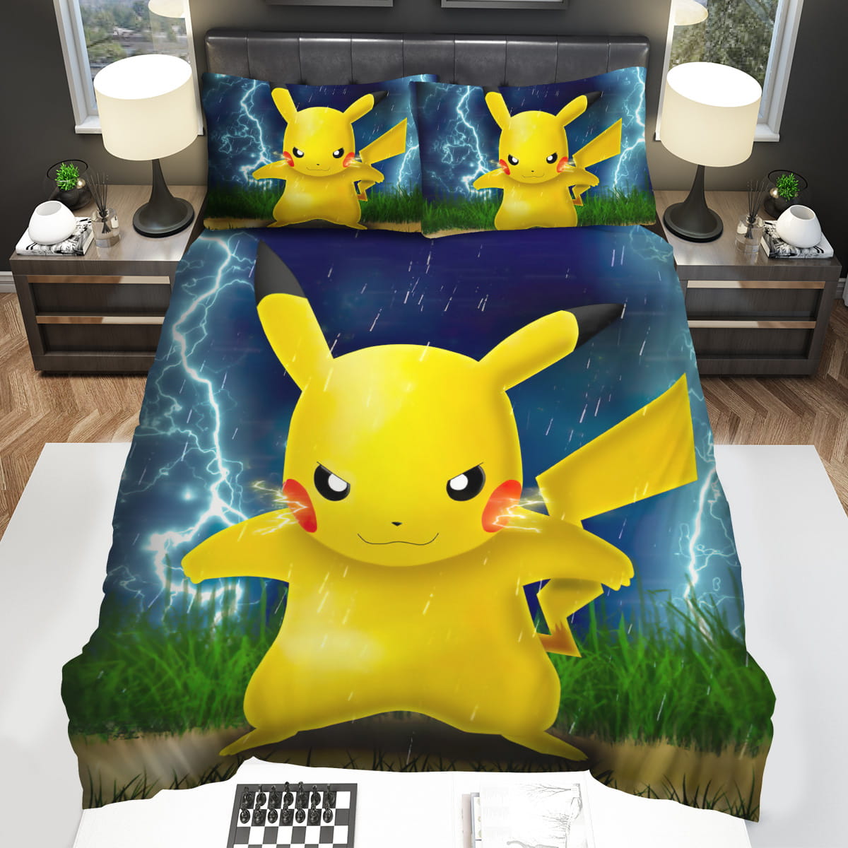 Pokemon Pikachu On The Rainy Nights Bedding Sets Gift For Christmas Birthday Thanksgiving