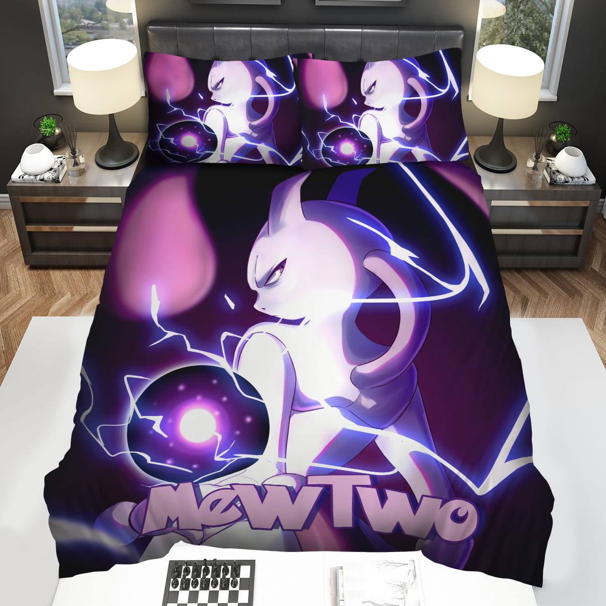 Personalized Furious Mewtwo With Shadow Ball Bedding Sets Gift For Christmas Thanksgiving Halloween