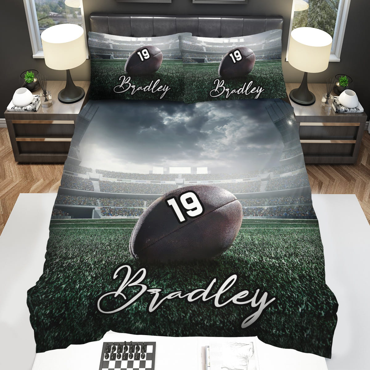 Personalized American Football Stadium Bedding Sets Gift For Christmas Birthday Thanksgiving