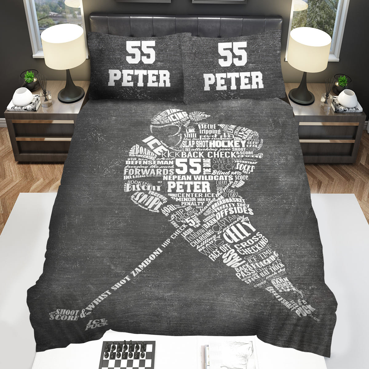 Hockey Player Custom Name Decorative Bedding Sets For Fan