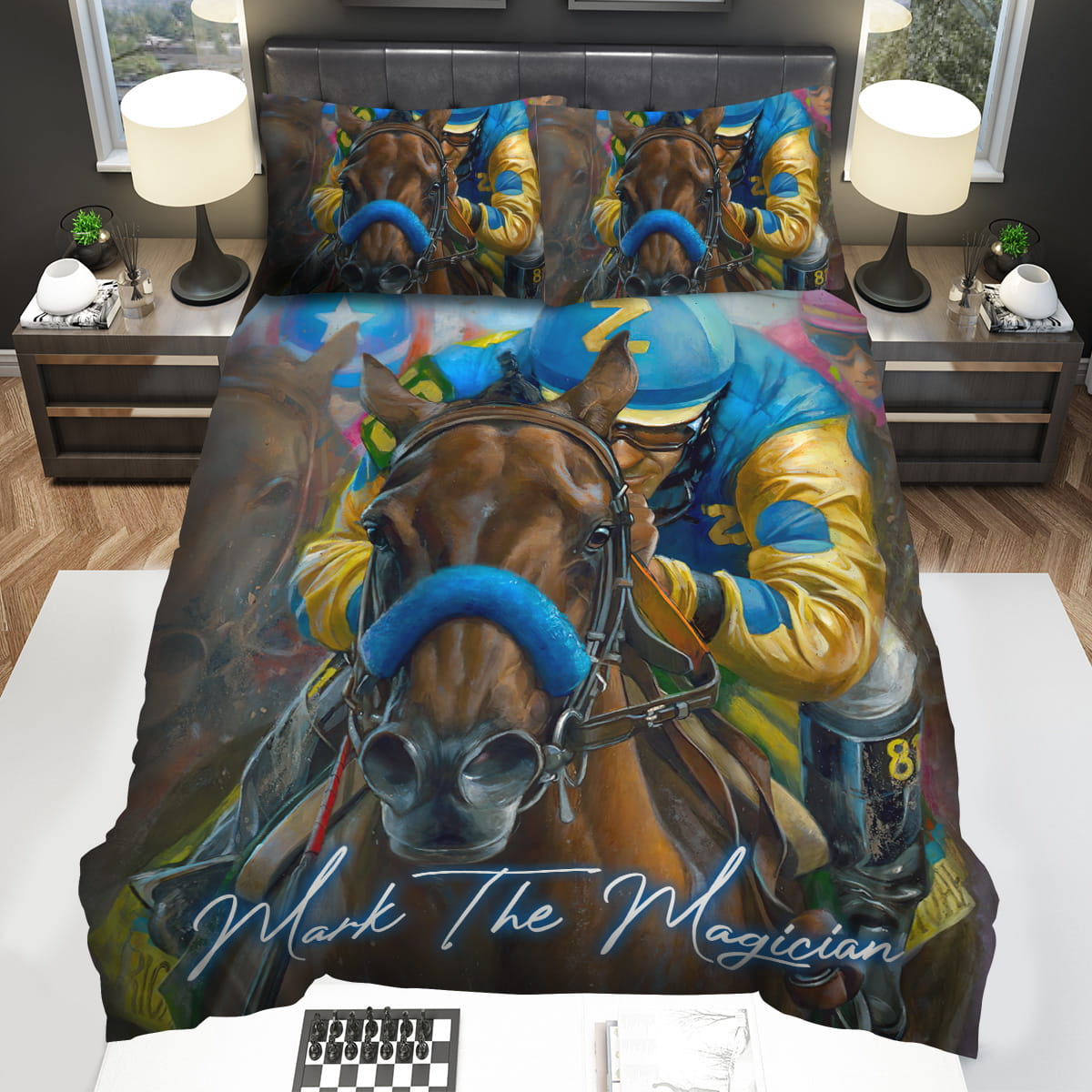 Personalized Horse Racing Bedding Sets Duvet Cover Flatsheet Pillowcase