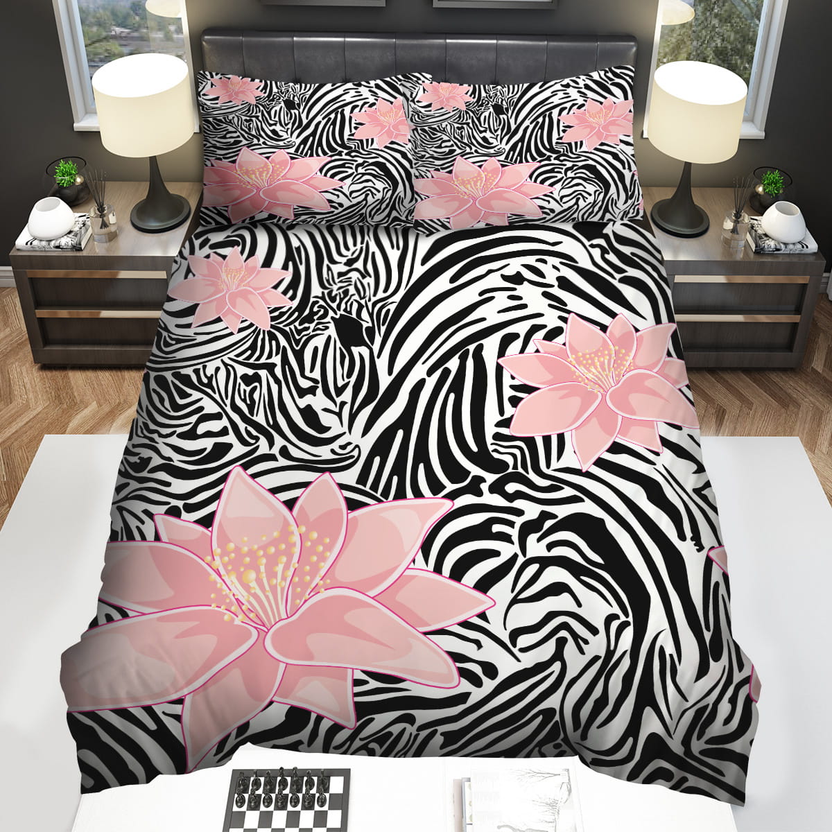 Pink Lily Zebra Print Bedding Sets Duvet Cover Flatsheet Pillowcase