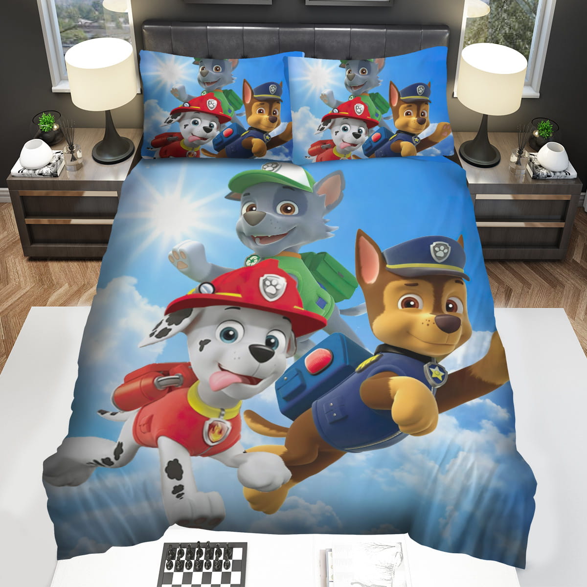 Paw Patrol Sky Background Bedding Sets Gift For Christmas Thanksgiving Halloween