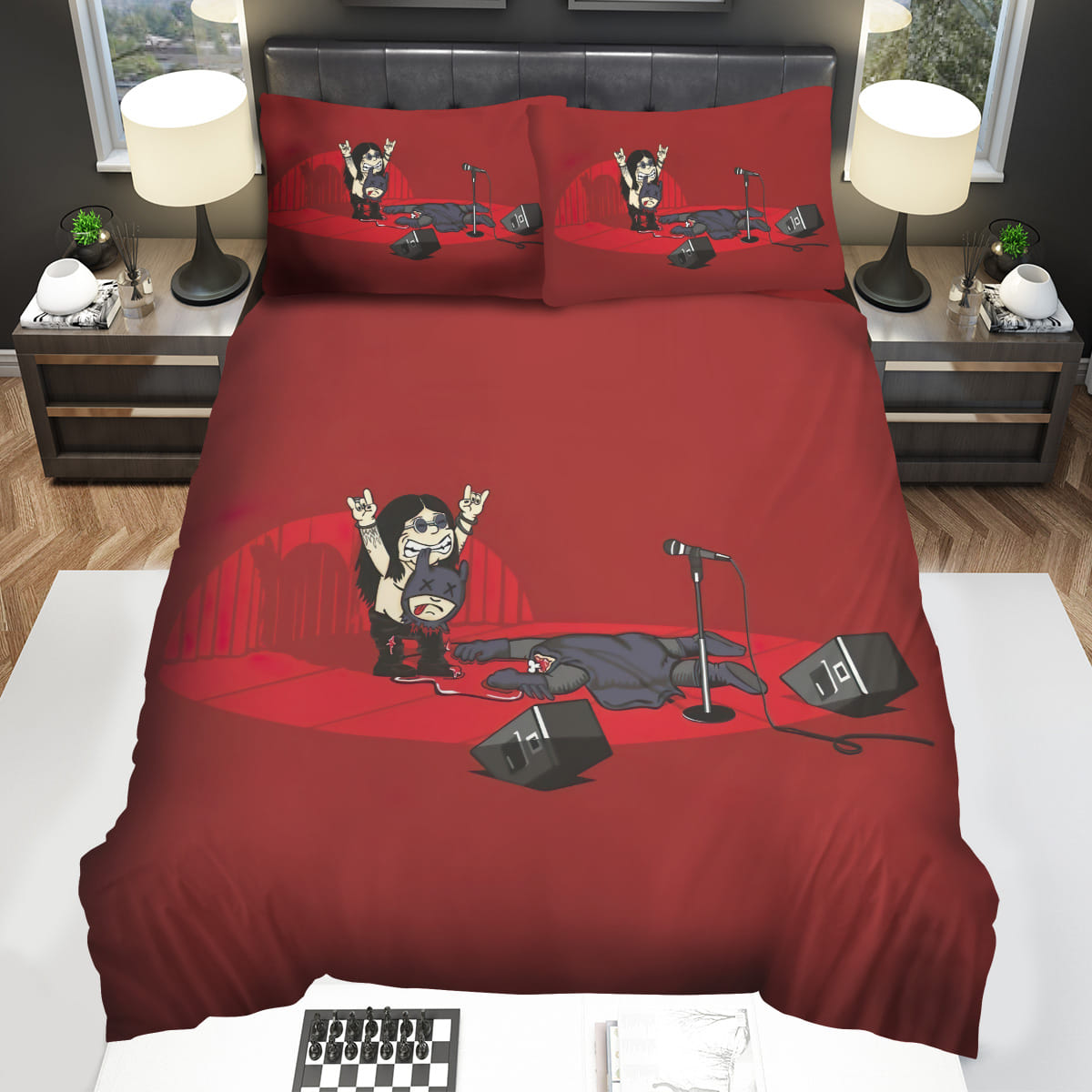 Ozzy Osbourne Performing On Stage Cartoon Drawing Bedding Sets Gift For Christmas Birthday Thanksgiving