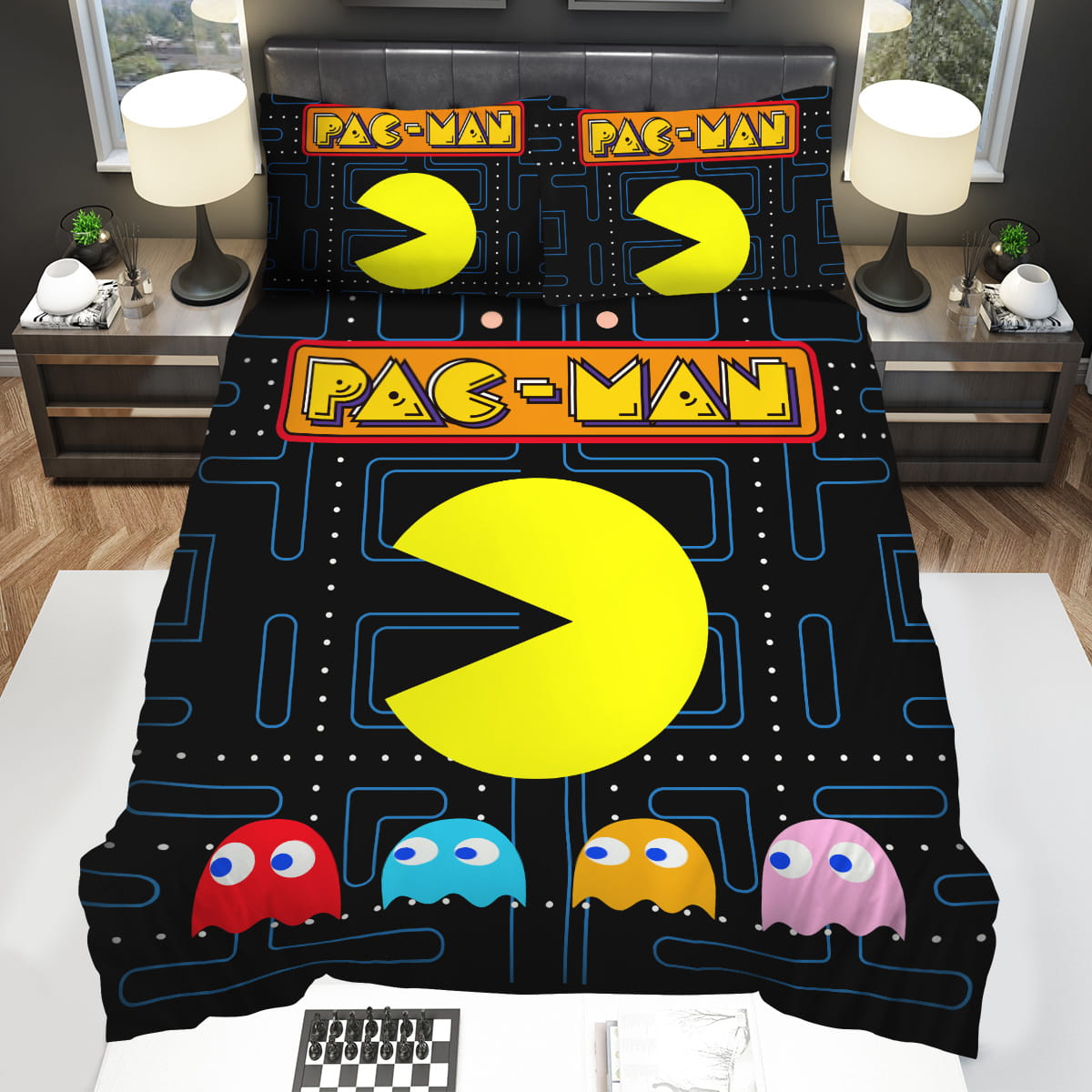 Pac-Man The Four Colored Ghosts And The Mazes Bedding Sets Duvet Cover Flatsheet Pillowcase