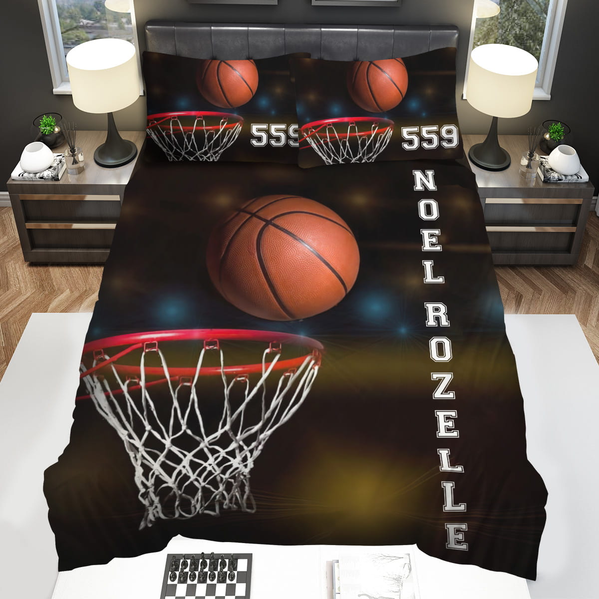 Basketball Hoop Personalized Bedding Sets Gift For Christmas Thanksgiving Halloween