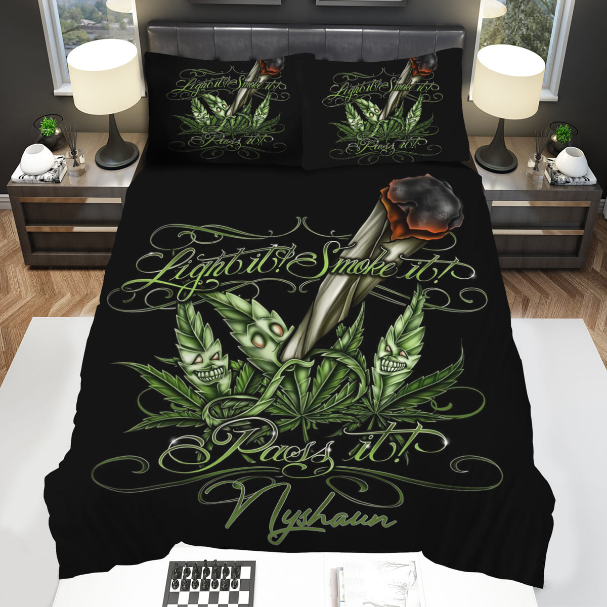 Personalized Light it Smoke it Weed Decorative Bedding Sets with Duvet Cover Flatsheet Pillowcase