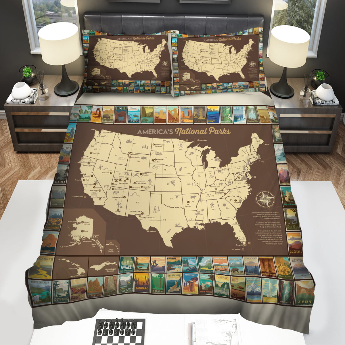 National Parks US Maps Decorative Bedding Sets For Fan