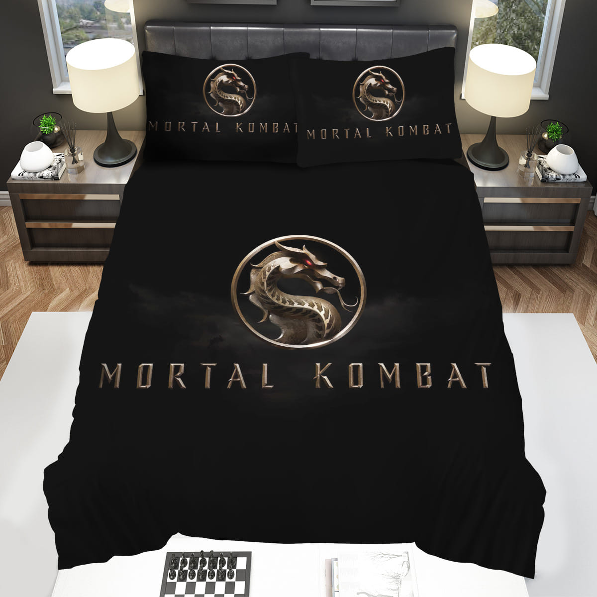 Mortal Kombat 2021 Movie Dragon Logo Bedding Sets Duvet Cover Flatsheet Pillowcase