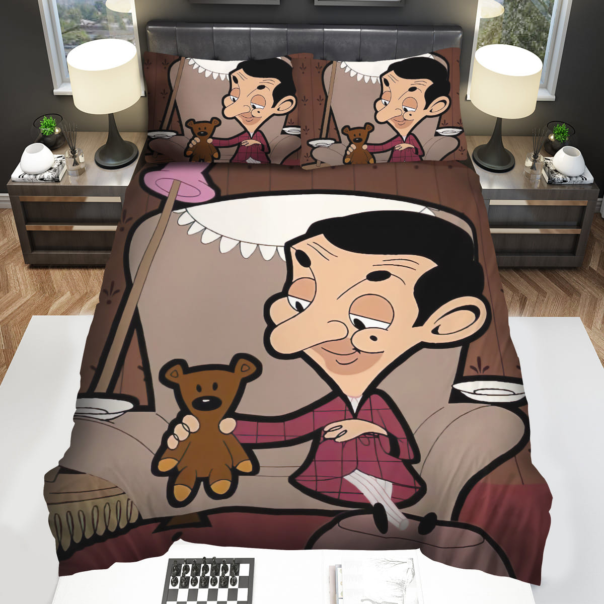 Mr Bean & Teddy Relaxing Bedding Sets Gift For Christmas Birthday Thanksgiving
