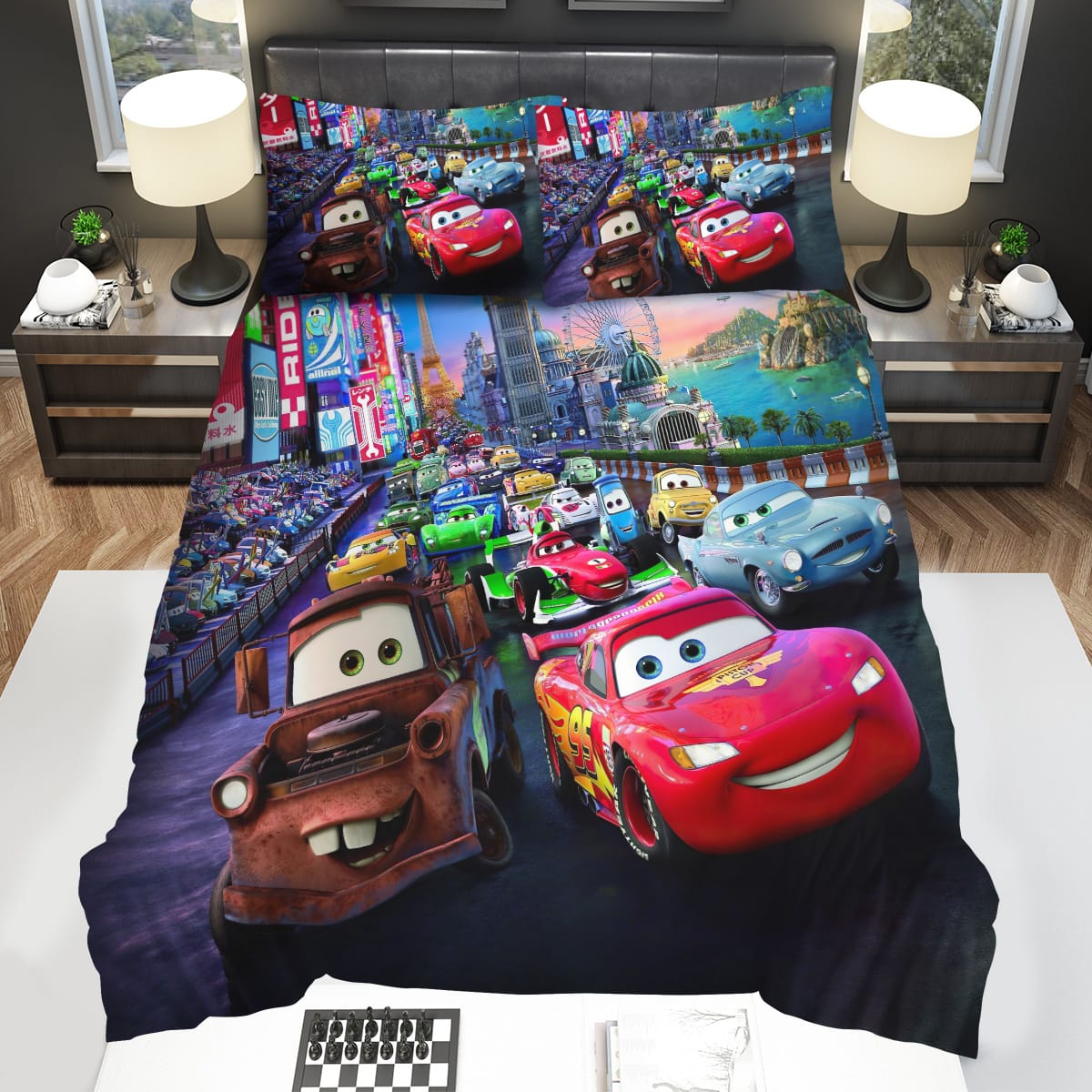 Movie Cars Lightning Mcqueen Decorative Bedding Sets with Duvet Cover Flatsheet Pillowcase