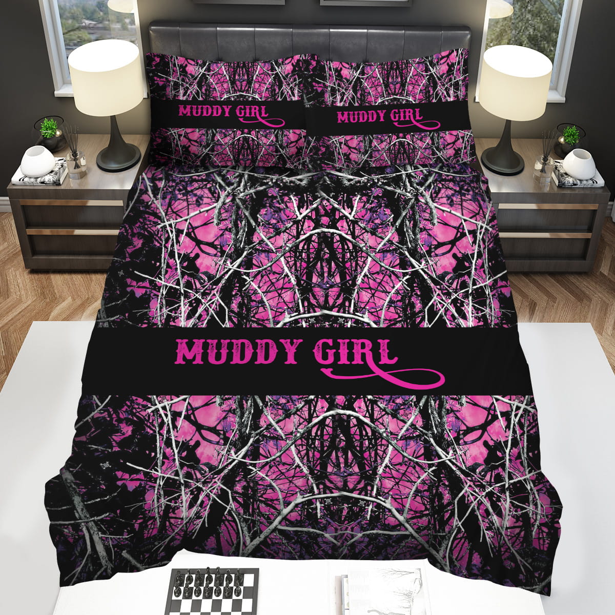 Muddy Girl Pink Camo Decorative Bedding Sets with Duvet Cover Flatsheet Pillowcase