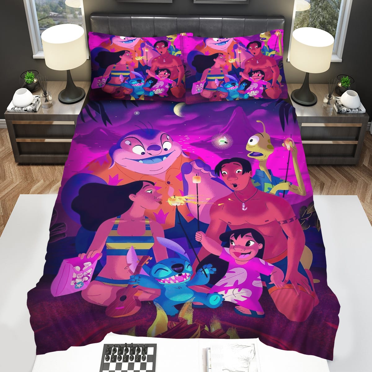 Lilo And Stitch Camping At Hawaii Decorative Bedding Sets For Fan
