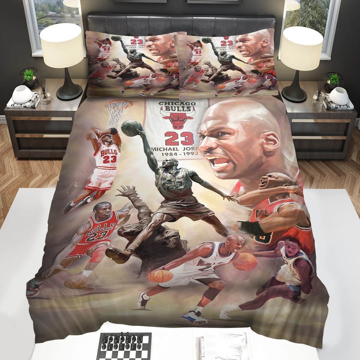 Michael Jordans Epic Career Moments Chicago Bulls Decorative Bedding Sets with Duvet Cover Flatsheet Pillowcase