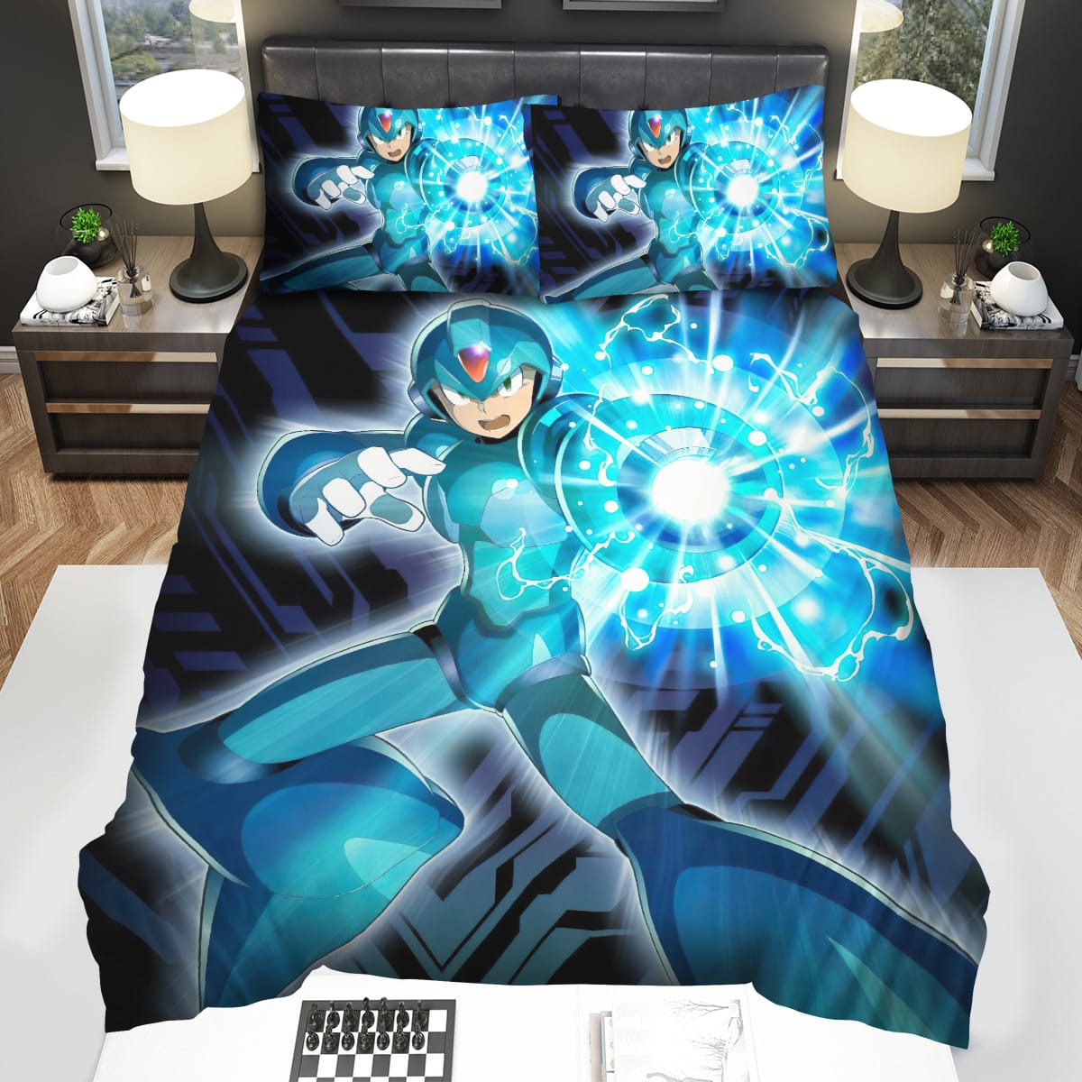 Mega Man X Mega Buster Decorative Bedding Sets with Duvet Cover Flatsheet Pillowcase