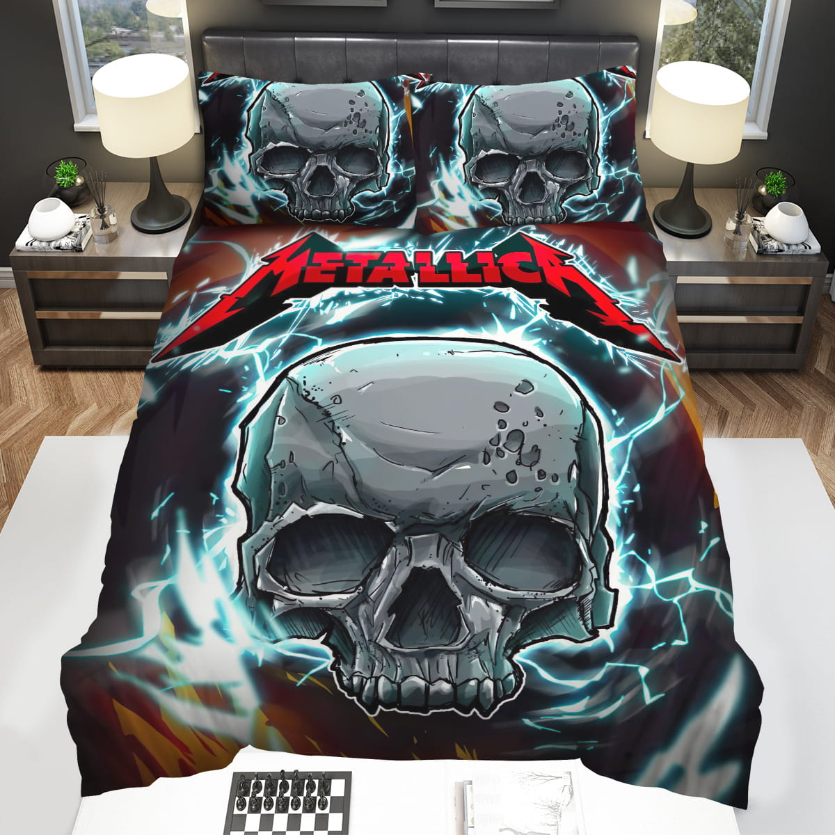 Metallica Skull Lightnings Bedding Sets Gift For Christmas Birthday Thanksgiving