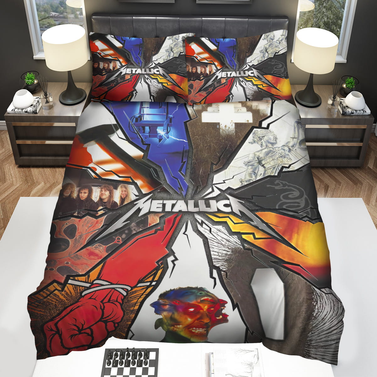 Metallica Albums Covers Collage Bedding Sets Duvet Cover Flatsheet Pillowcase