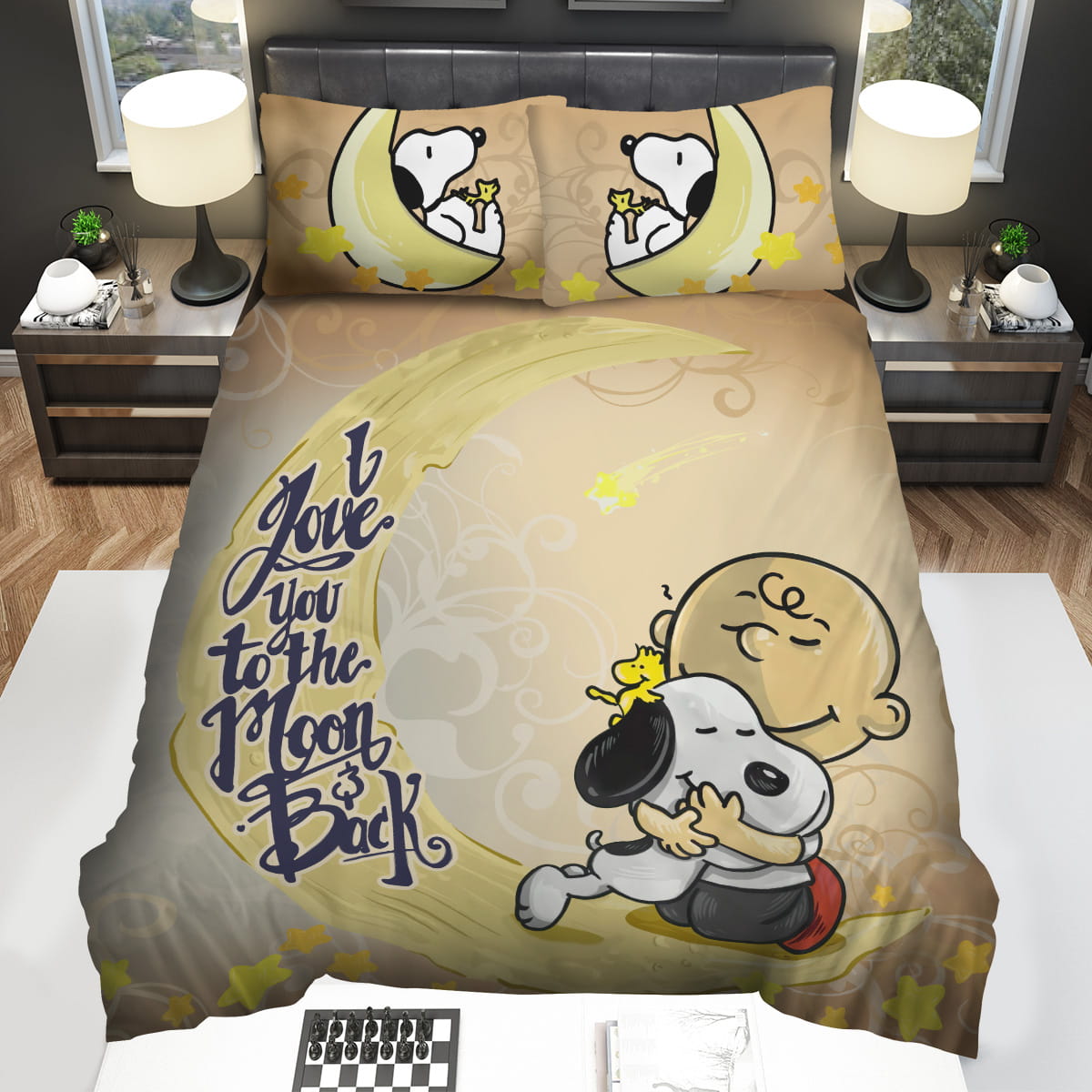 Love Snoopy To The Moon & Back Bedding Sets Duvet Cover Flatsheet Pillowcase