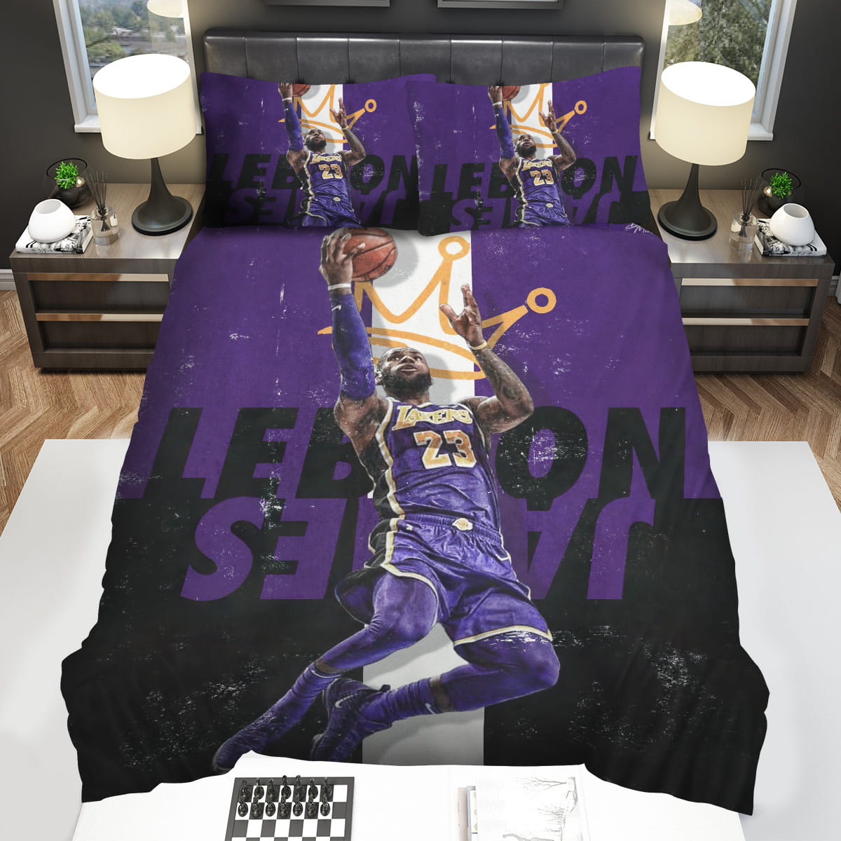 Los Angeles Lakers Lebron James The King Moment Bedding Sets Gift For Christmas Thanksgiving Halloween