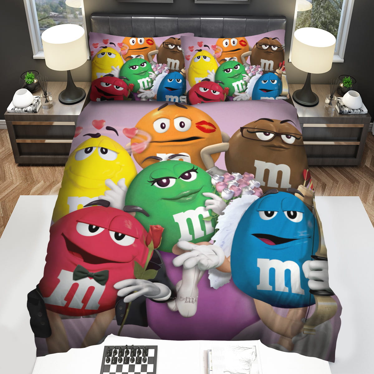 M&Ms Squad Presentss for Valentines Day Decorative Bedding Sets with Duvet Cover Flatsheet Pillowcase
