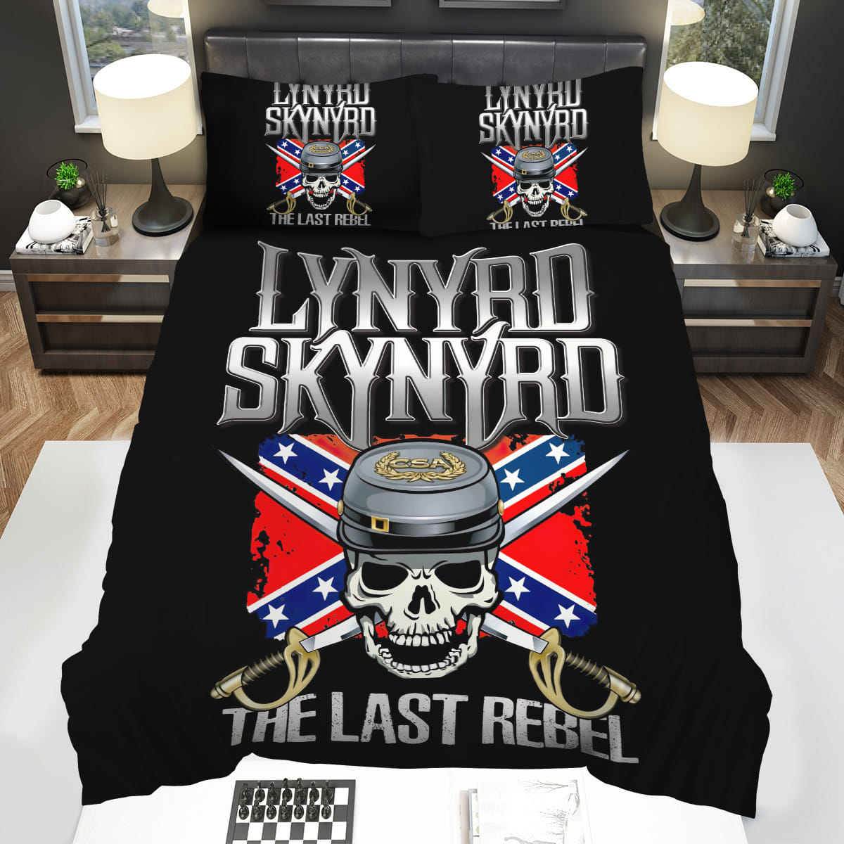 Lynyrd Skynyrd The Last Rebel Skull With The Swords Decorative Bedding Sets For Fan