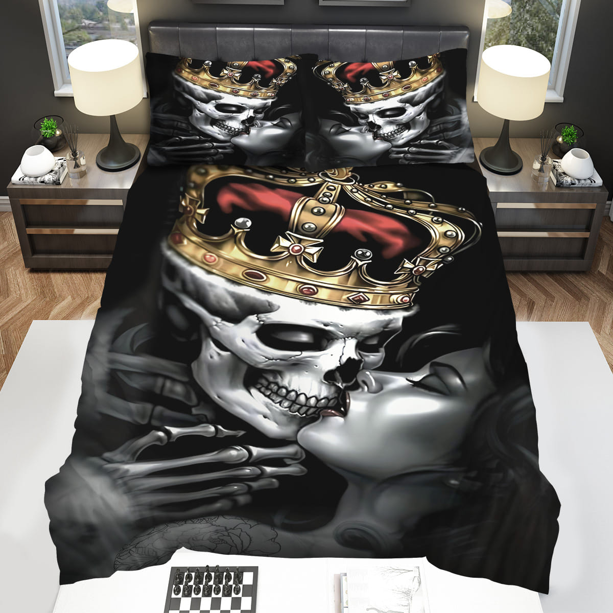 King And Queen Skull Bedding Sets Gift For Christmas Birthday Thanksgiving