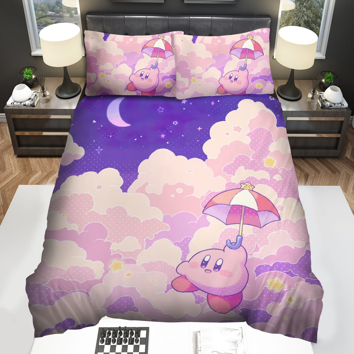 Kirby Flying On The Clouds Bedding Sets Duvet Cover Flatsheet Pillowcase