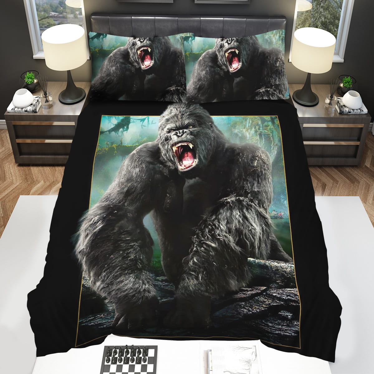 King Kong 2005 Movie Art Decorative Bedding Sets with Duvet Cover Flatsheet Pillowcase