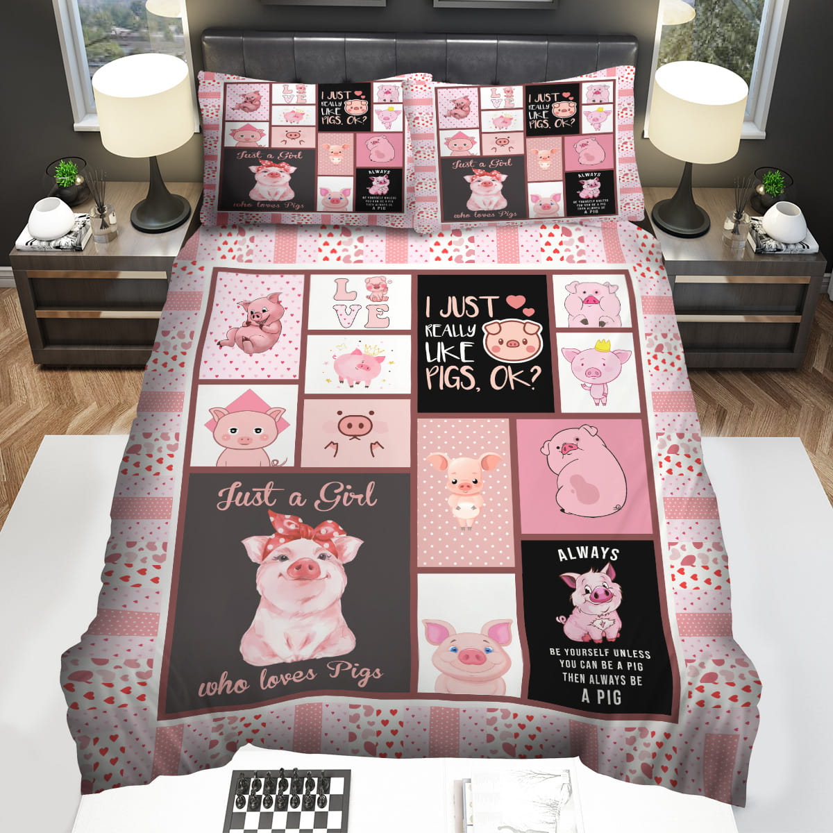Just A Girl Who Loves Pigs Decorative Bedding Sets with Duvet Cover Flatsheet Pillowcase