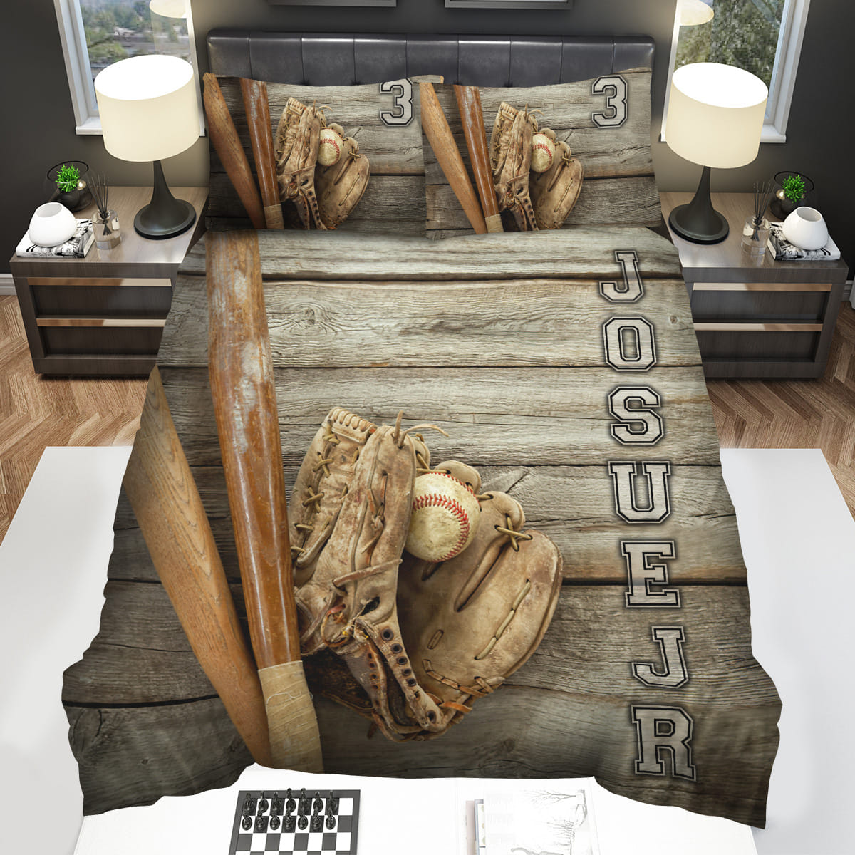 Baseball Custom name Decorative Bedding Sets For Fan
