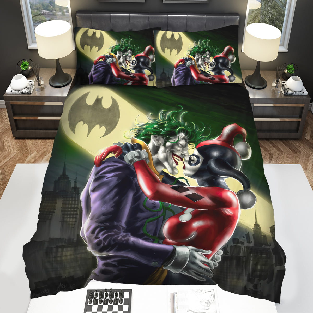 Joker Kissing Harley Quinn Batman Signs Decorative Bedding Sets with Duvet Cover Flatsheet Pillowcase