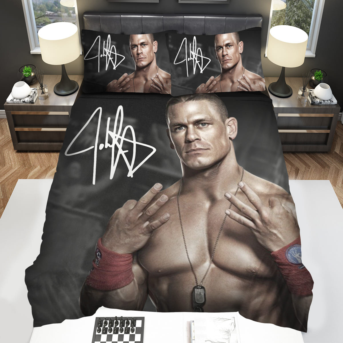 John Cena With His Signature Decorative Bedding Sets For Fan