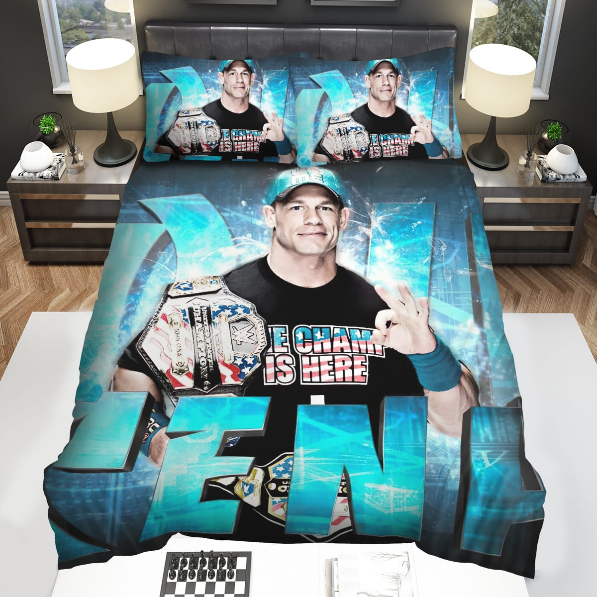 John Cena Posing With His Championship Bedding Sets Duvet Cover Flatsheet Pillowcase