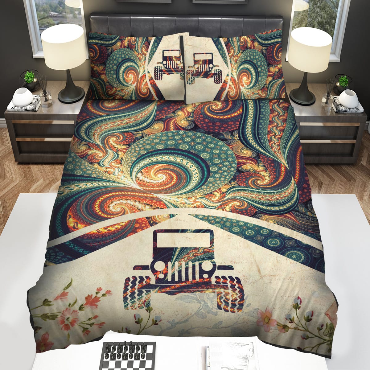 Jeep Brown Fractal Quilt Bedding Sets Duvet Cover Flatsheet Pillowcase