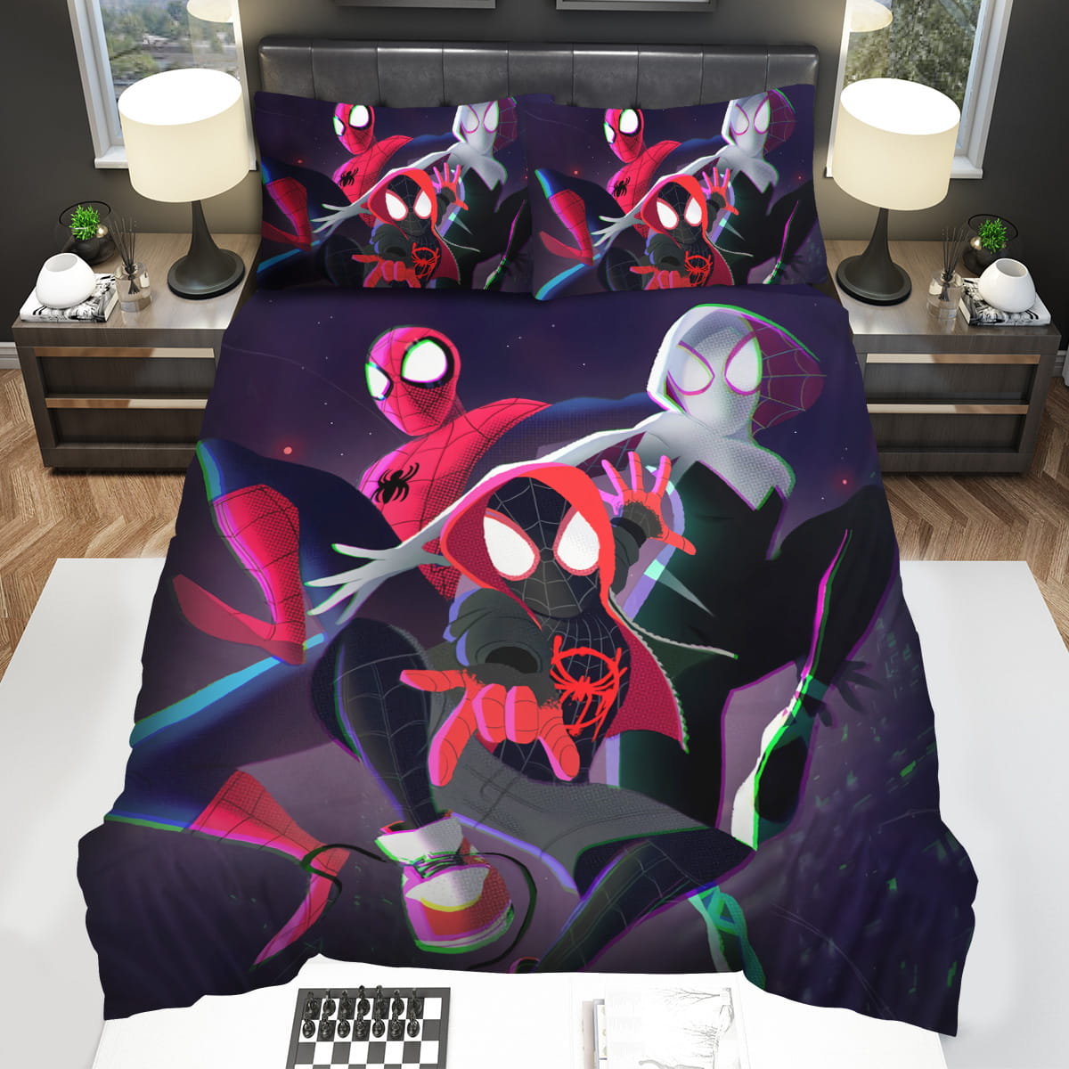 Into The Spider Verses & with Three Spider-Mans Bedding Sets Gift For Christmas Thanksgiving Halloween