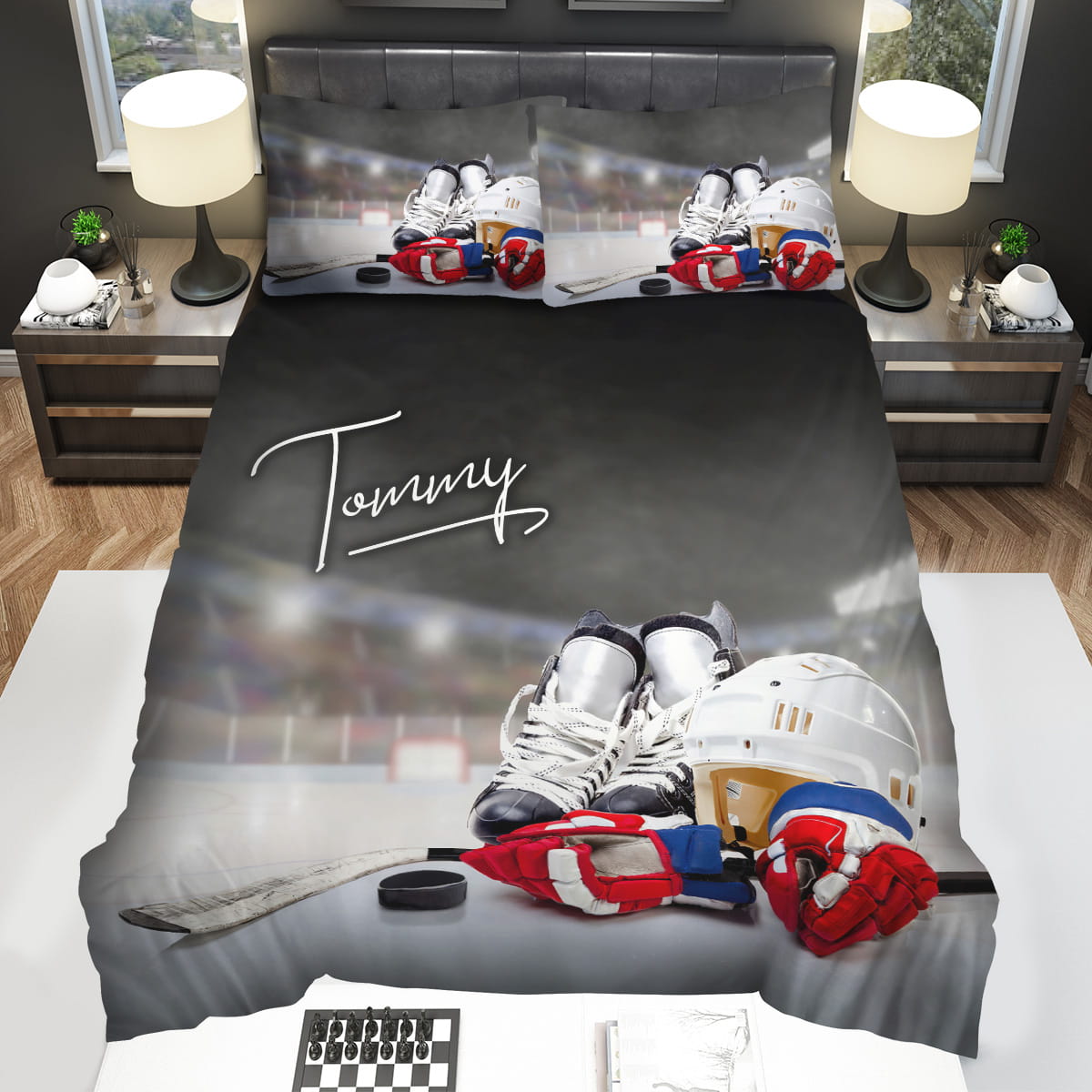 Ice Hockey Player Personalized Decorative Bedding Sets For Fan