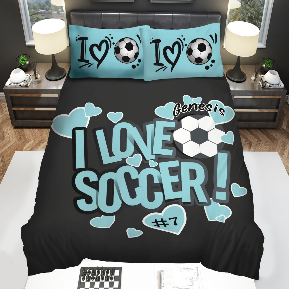 I Love Soccer Fan Girl Personalized Bedding Sets Gift For Christmas Birthday Thanksgiving