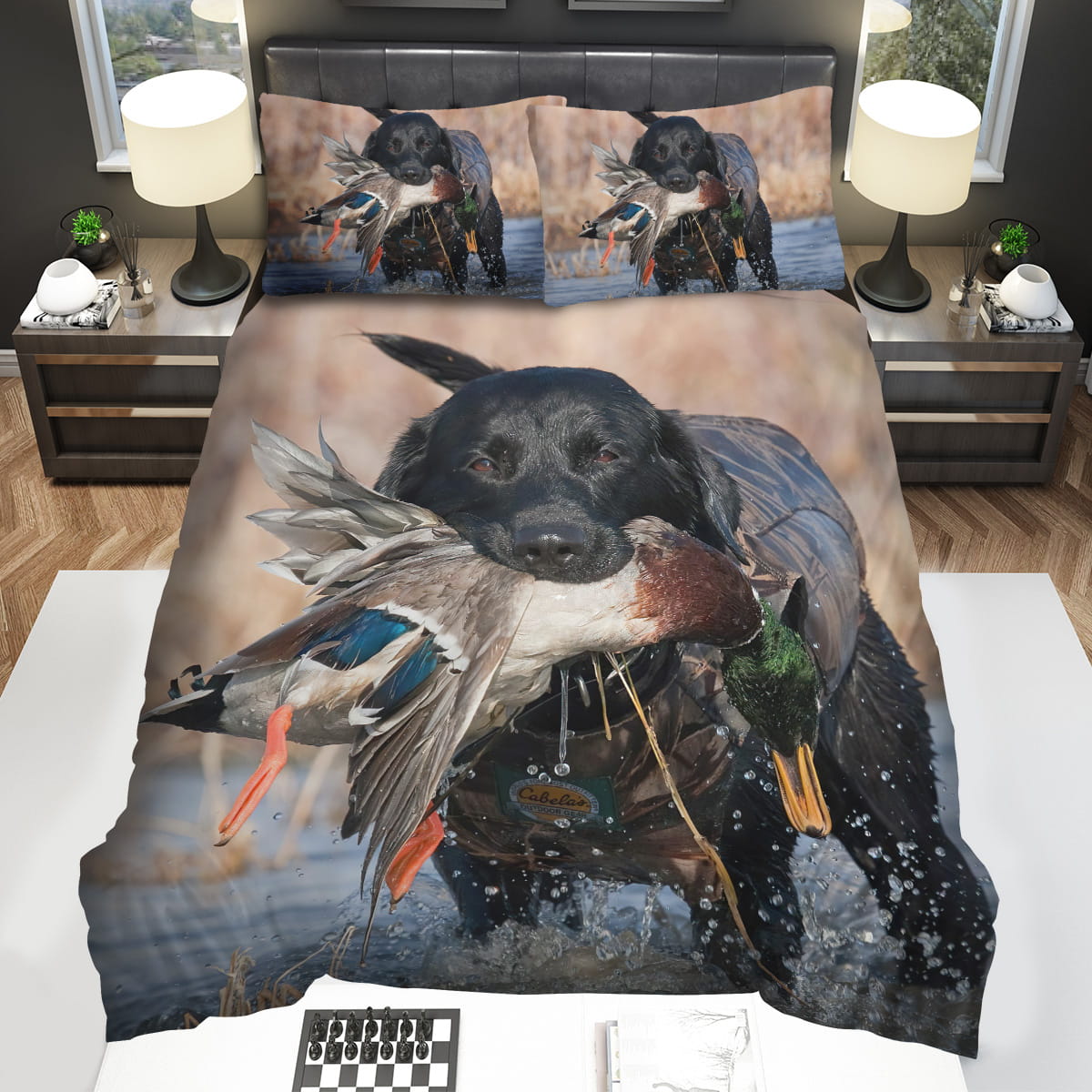 Hunting The Hound Keeping Duck In Mouth Bedding Sets Gift For Christmas Thanksgiving Halloween