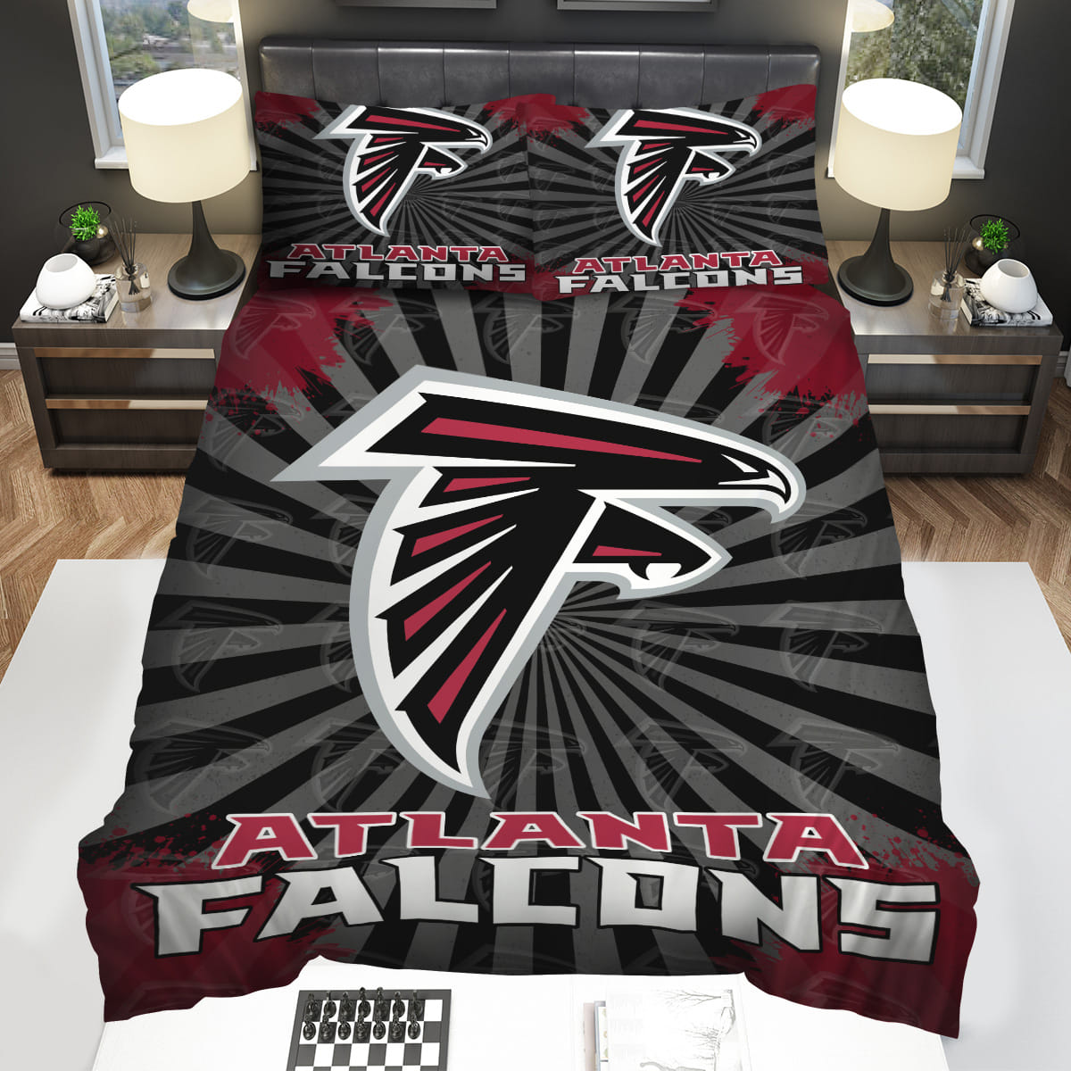 Iconic Colors 3D Logo Atlanta Falcons Decorative Bedding Sets with Duvet Cover Flatsheet Pillowcase