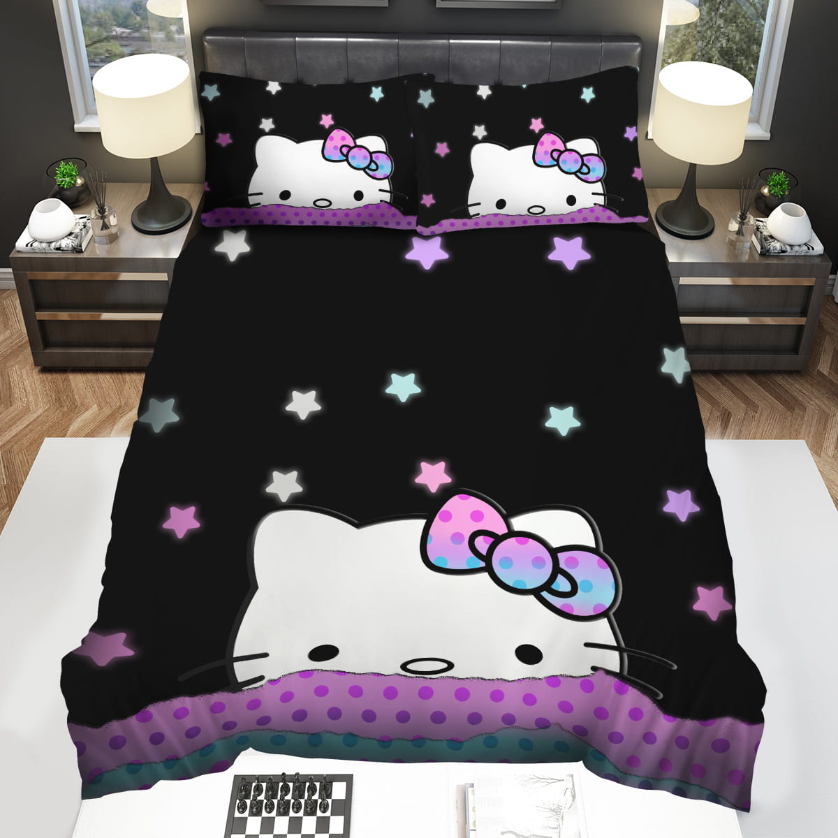 Hello Kitty Under The Sky Full Of Starss Bedding Sets Duvet Cover Flatsheet Pillowcase