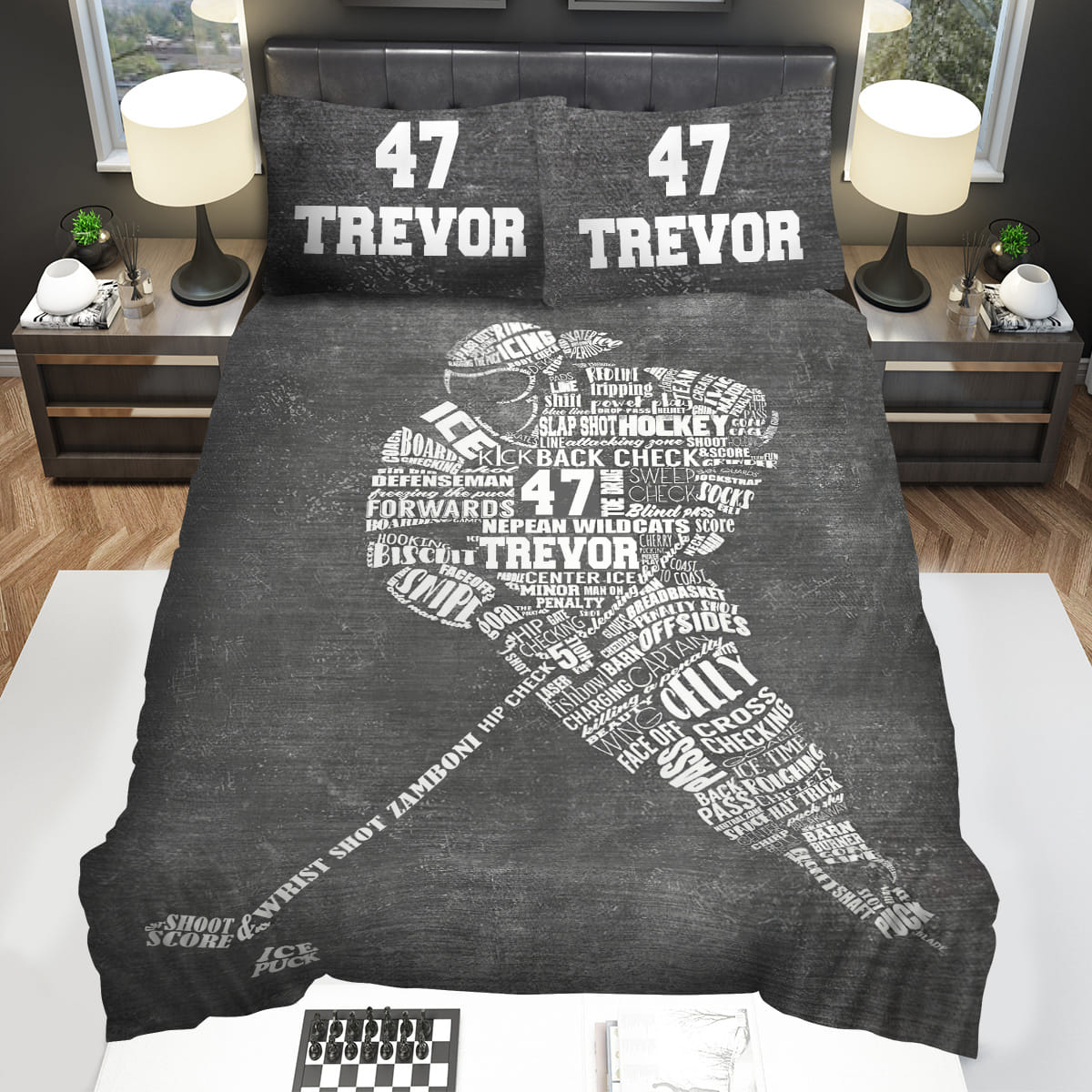 Hockey Player Personalized Decorative Bedding Sets For Fan