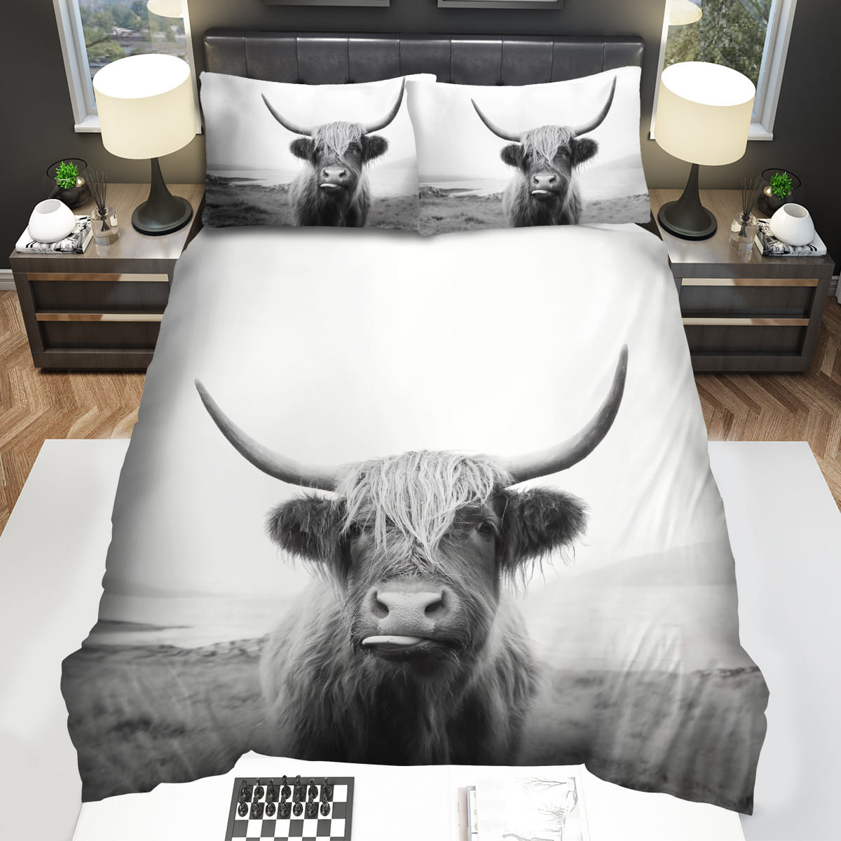 Highland Cow Bedding Sets Gift For Christmas Birthday Thanksgiving