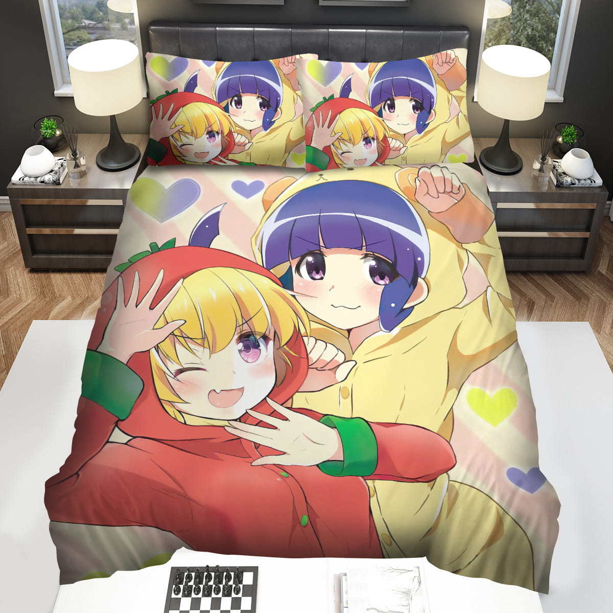 Higurashi When They Cry Rena & Rika In Cute Pajamas Bedding Sets Gift For Christmas Thanksgiving Halloween