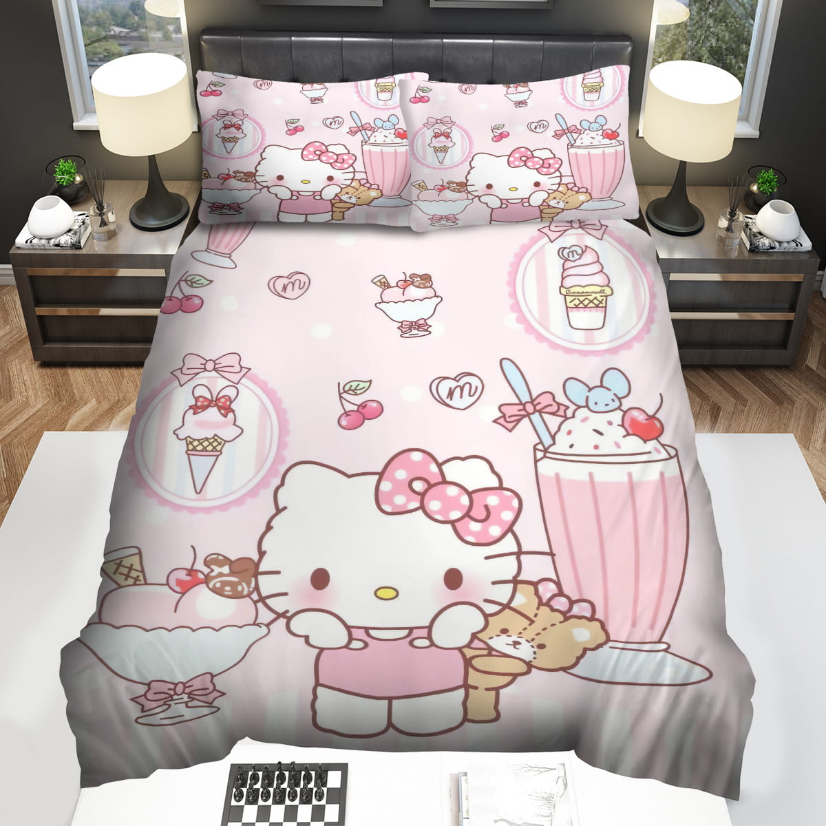 Hello Kitty Cherry Ice Cream Bedding Sets Gift For Christmas Birthday Thanksgiving