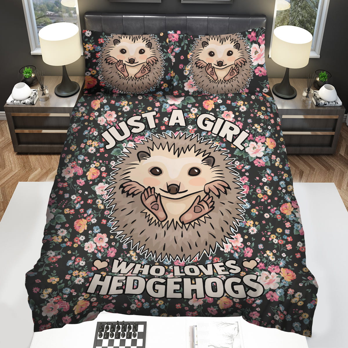 Hedgehog Just A Girl Who Loves Hedgehog Bedding Sets Gift For Christmas Thanksgiving Halloween