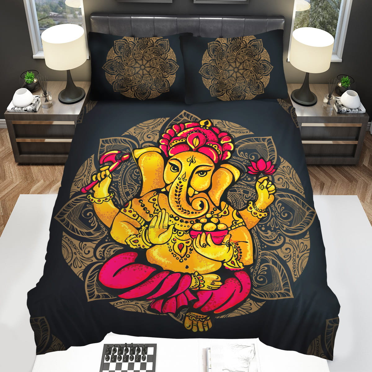 Hindu God Ganesh Chaturthi Bedding Sets Duvet Cover Flatsheet Pillowcase