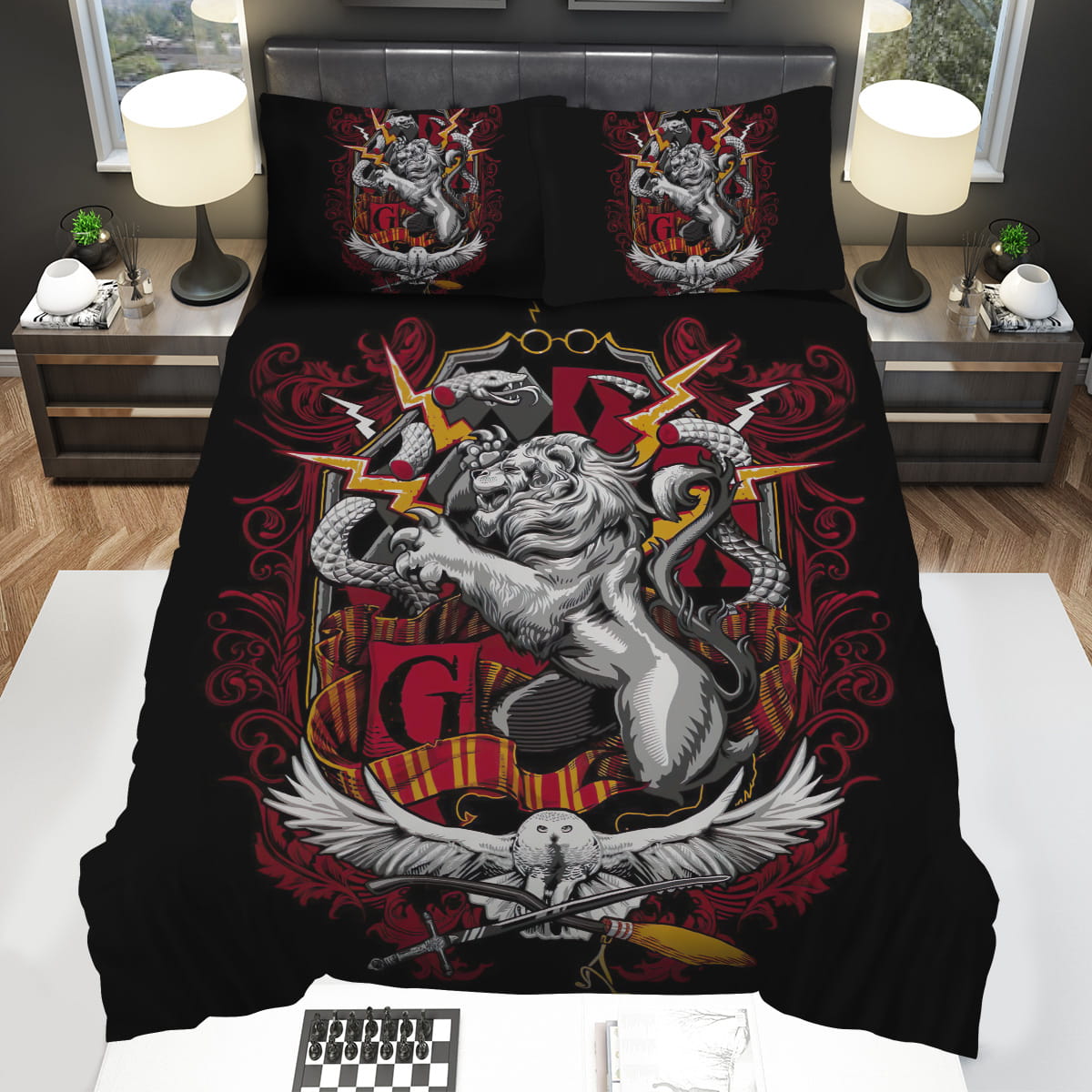 Gryffindor House Lion Symbol Illustrations Bedding Sets Gift For Christmas Birthday Thanksgiving