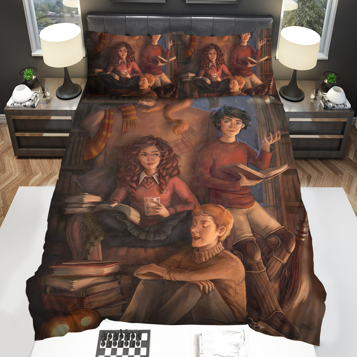 Harry Potter Ron & Hermione In Gryffindor Bedding Sets Duvet Cover Flatsheet Pillowcase